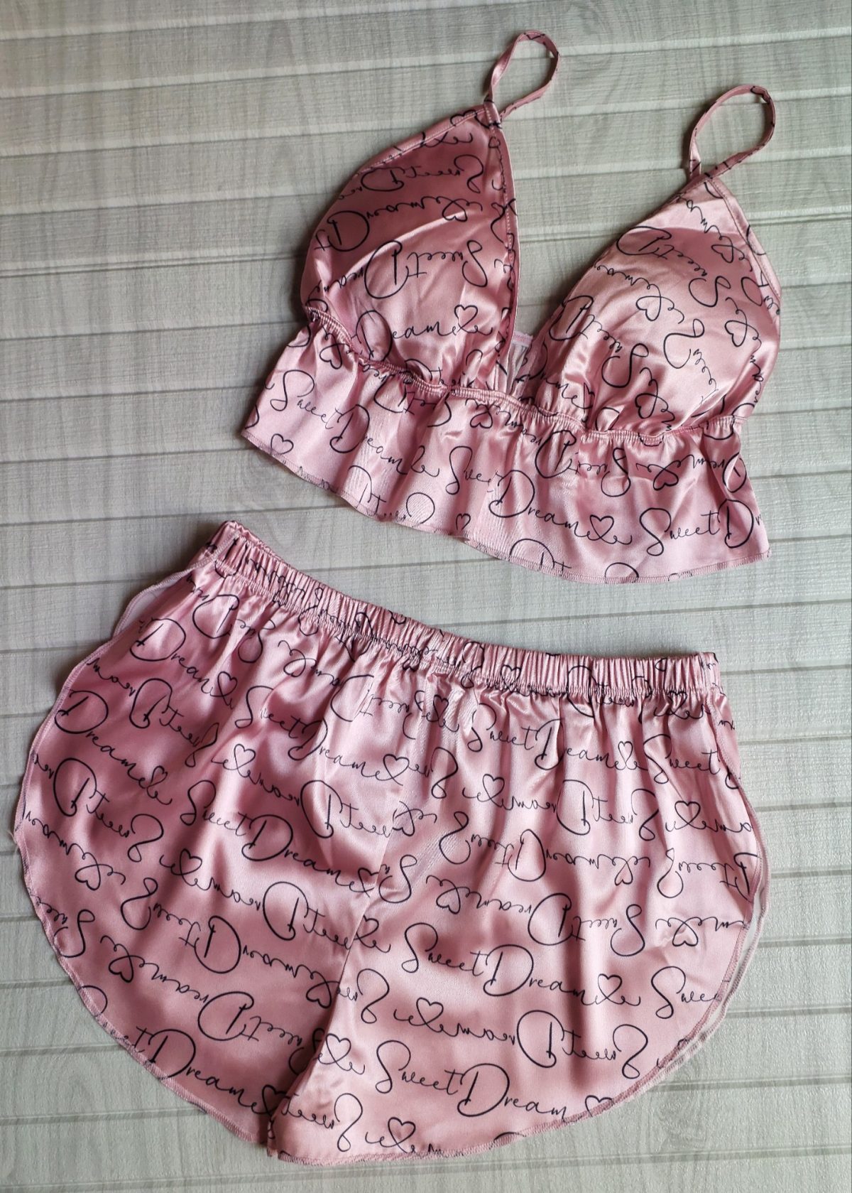 ست نیمتنه شورتک ساتن فیتن