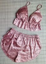 ست نیمتنه شورتک ساتن فیتن